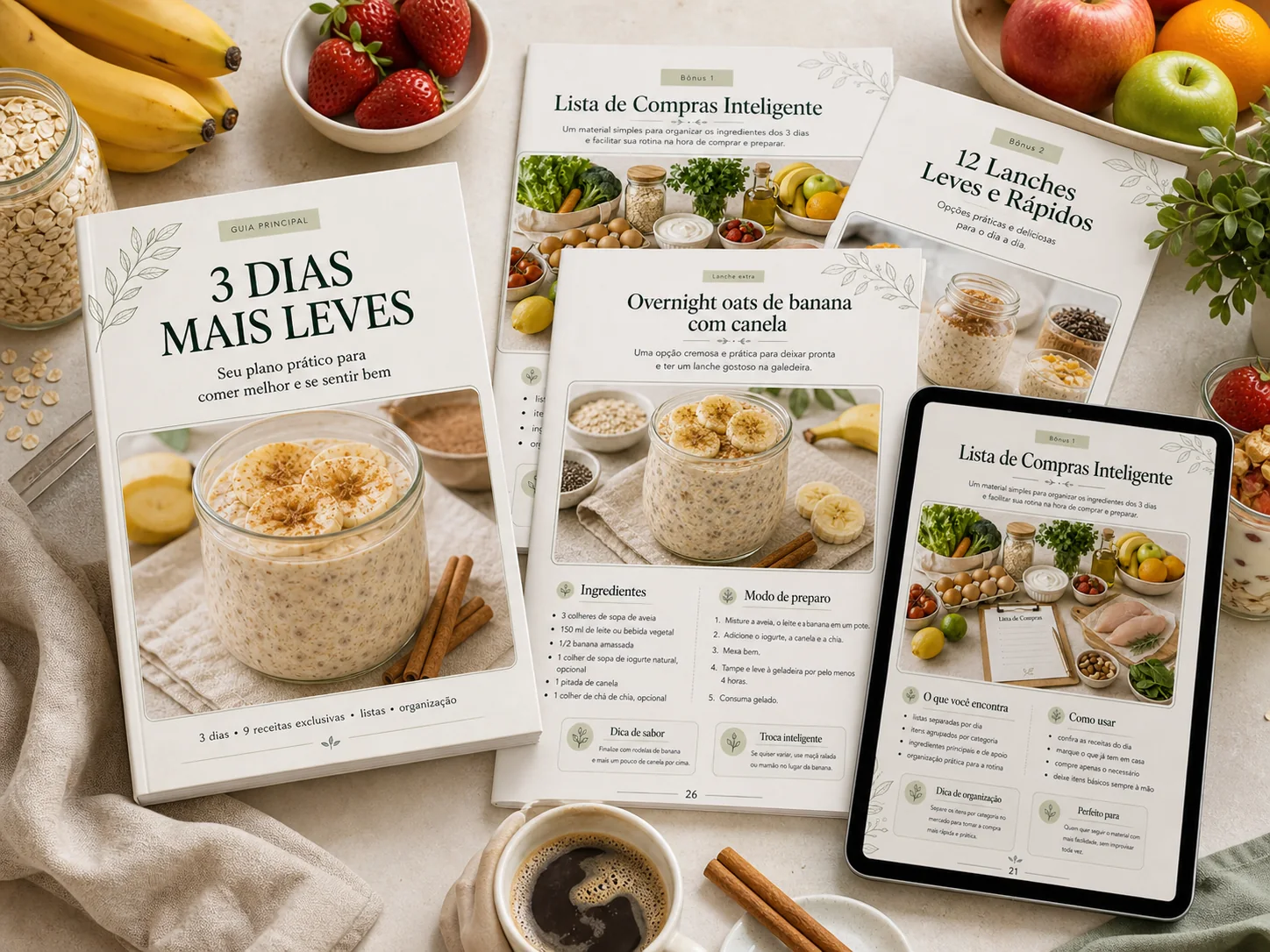 Kit 3 Dias Mais Leves — guia de receitas e bônus