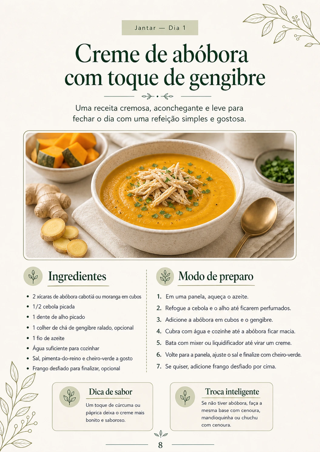 Creme de abóbora com gengibre