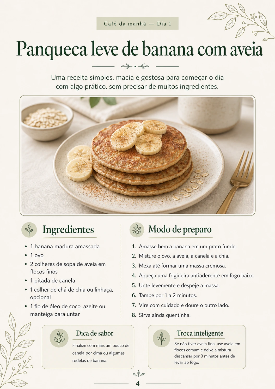 Panqueca de banana com aveia